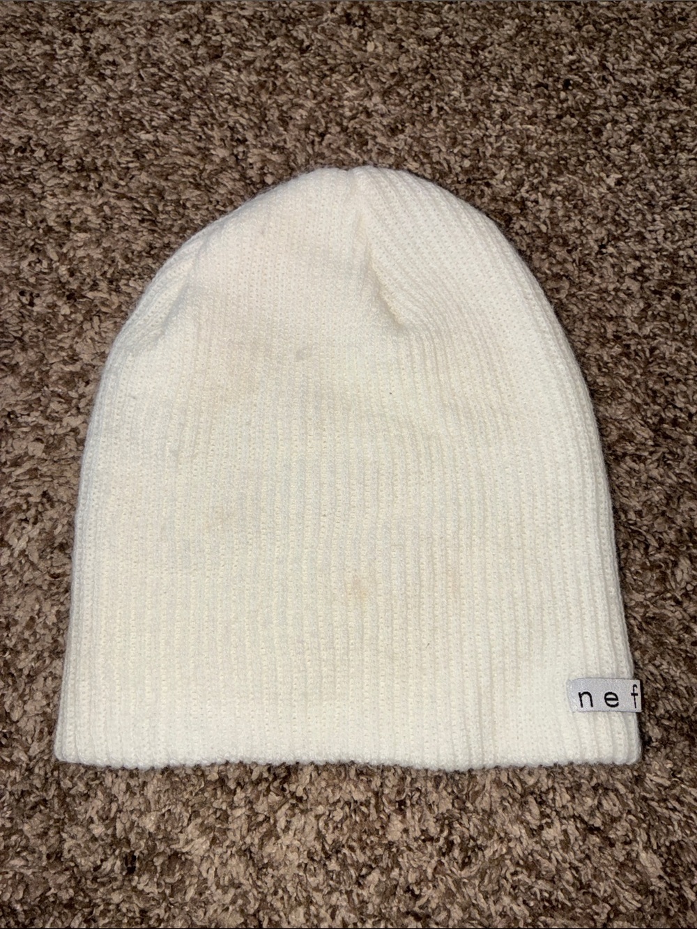 Neff Kids White Ribbed Beanie Hat